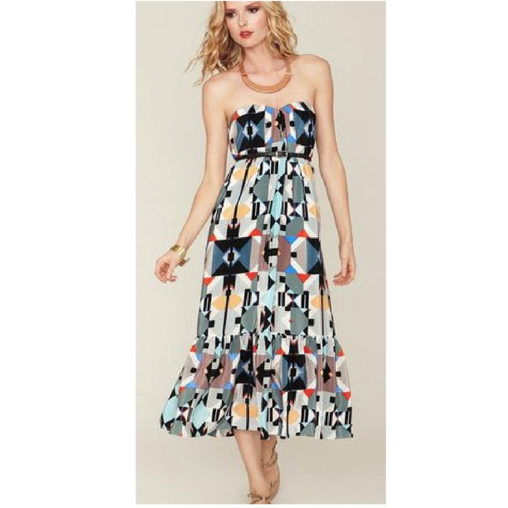 Cynthia Vincent Anthro Geometric Maxi Dress S 6